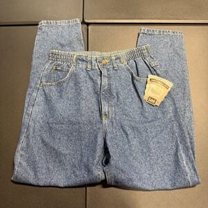 Vintage Lee Jeans Womens 10P Blue Relaxed Tapered Side Elastic USA 90s